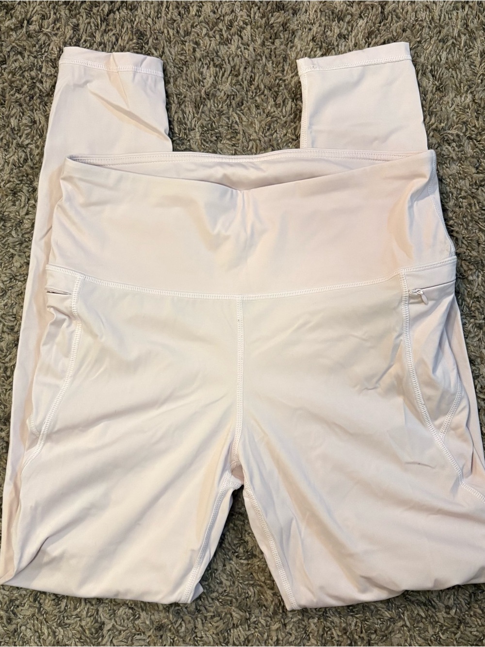 Mono B Blush Pink High Rise Leggings Size Large Zipper Pockets